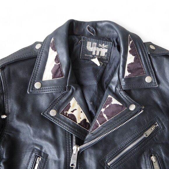 UMR Vintage Y2K Grunge Punk Spiked / Studded Biker Leather Jacket Women's M - Picture 5 of 11